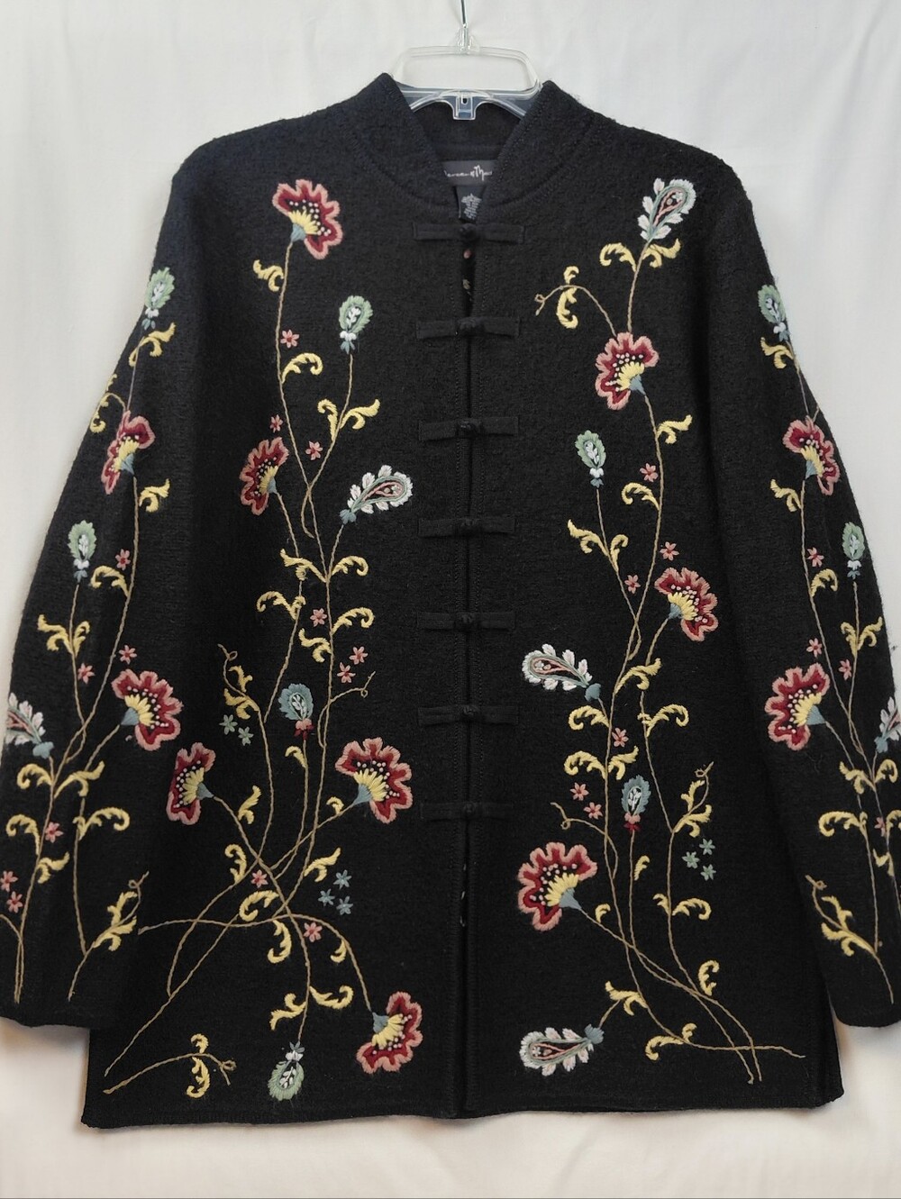 Mercer & Madison Embroidered Wool Jacket Toggle Closures Women's Size Large